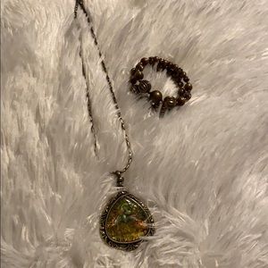 Stone necklace and bracelet set.